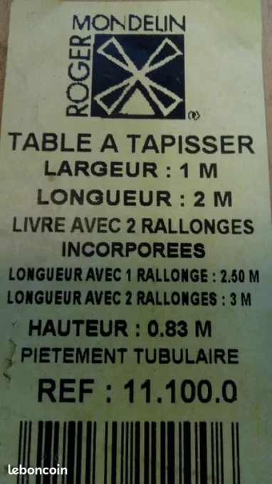 TABLE A TAPISSER 3m PROFESSIONNELLE